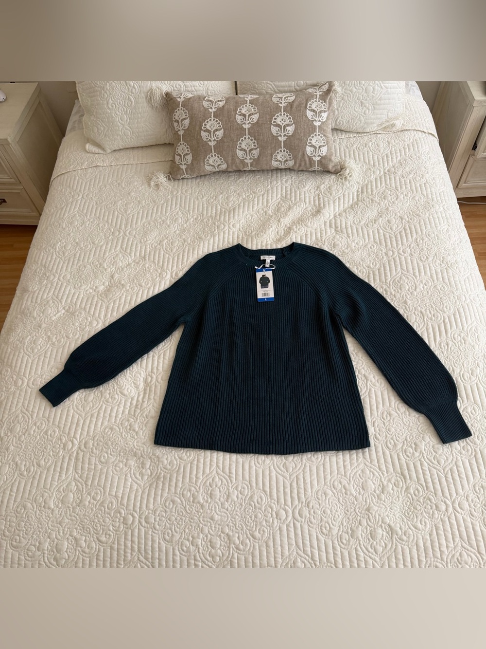 NWT Jessica Simpson Teal Green Ribbed Crewneck Pullover Sweater Size Large
